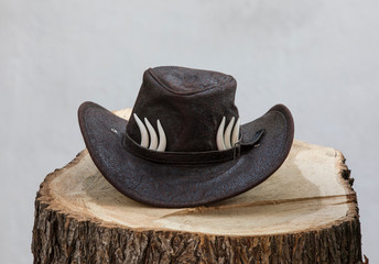 Sticker - old leather cowboy hunting hat