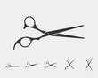 © SolaruS - Set hair cut scissor icon. Scissors vector design element or logo template. Black and white silhouette isolated.