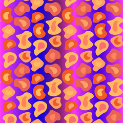 Autumn seamless pattern. Yellow and orange abstract liquid flat splashes on neon. Background can be printed on textile, wallpaper, wrapping paper, greeting cards, children's goods etc. Vector