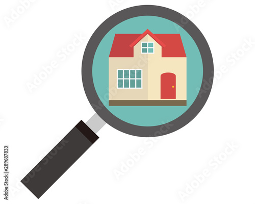 住宅 家 イラスト 一軒家 マイホーム 査定 虫眼鏡 見積 Stock Vector Adobe Stock