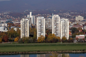 Wall Mural - Aerial view of Zagreb, the capital of Croatia 