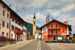 ROTZO, ITALY - July 22nd, 2019: Central street of beautiful town of Rotzo in Altopiano di Asiago, Vicenza, Italy
