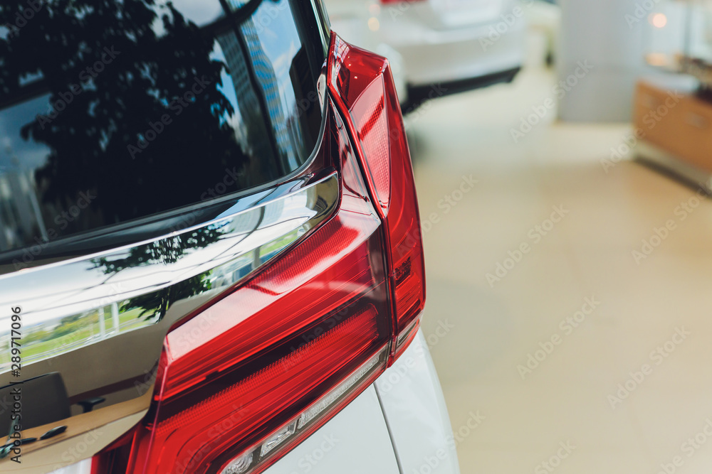 Car detail. New led taillight by night. The rear lights of the car, in ...
