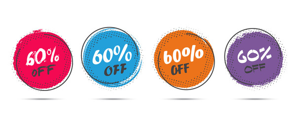 Canvas Print - Set of grunge sticker with 60 percent off in a flat design with halftone. For sale, promotion, advertising