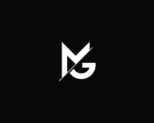 Professional And Minimalist Letter MG Logo Design, Editable In Vector Format In Black And White Color