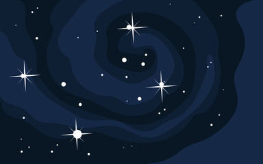 Vector space background . Cute flat style template with Stars in Outer space