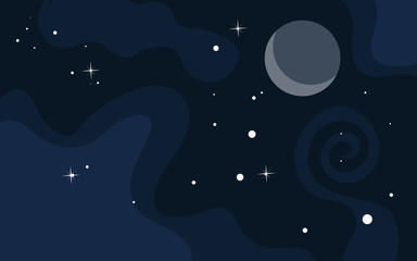 Vector space background . Cute flat style template with Stars in Outer space