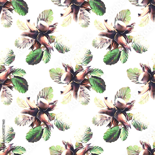 Nuts seamless pattern, watercolor illustration.