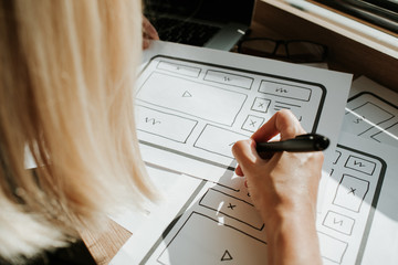 Wall Mural - ux website design wireframe. sketch, prototype, framework, layout future design project. ui/ux - use