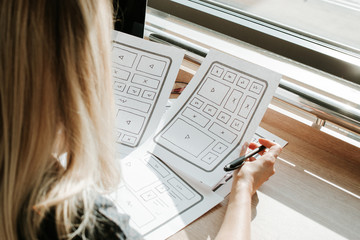 Wall Mural - ux website design wireframe. sketch, prototype, framework, layout future design project. ui/ux - use