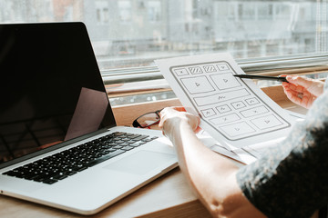 Wall Mural - ux website design wireframe. sketch, prototype, framework, layout future design project. ui/ux - use