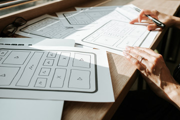 Wall Mural - ux website design wireframe. sketch, prototype, framework, layout future design project. ui/ux - use