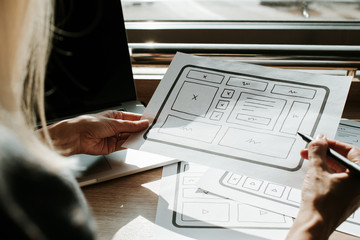 Wall Mural - ux website design wireframe. sketch, prototype, framework, layout future design project. ui/ux - use
