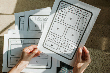 Wall Mural - ux website design wireframe. sketch, prototype, framework, layout future design project. ui/ux - use