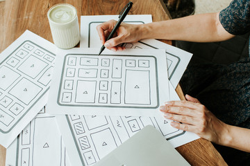 Wall Mural - ux website design wireframe. sketch, prototype, framework, layout future design project. ui/ux - use