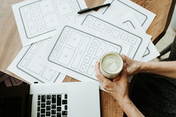 Wall Mural - ux website design wireframe. sketch, prototype, framework, layout future design project. ui/ux - use