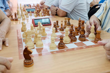 People Play Chess. Game Process. Development Of The Concept Of Intellectual Game, Attraction Of Masses To Chess Lessons