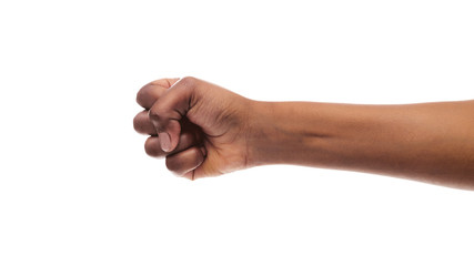 Clenched fist of african american female isolated on white background