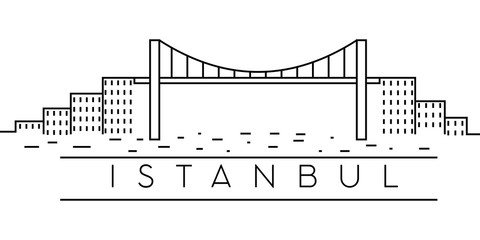 Wall Mural - City of Europe, Istanbul line icon on white background