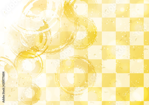 和柄 金色 金 黄色 格子柄 市松 市松模様 格子 輪 円 丸 筆 壁紙 和風 背景 美しい 光 ゴールド 金箔 チェック テクスチャ ブラシ キラキラ 和 和風イメージ 背景素材 バックグラウンド イラスト 伝統 グラデーション 模様 日本