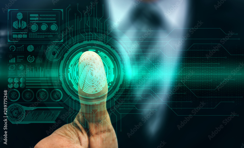 Fingerprint Biometric Digital Scan Technology. Graphic interface ...