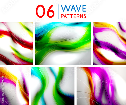 Set of fluid color wave patterns, liquid design style abstract banners backgr...
