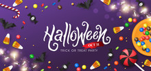 Happy Halloween Banners Party Invitation Background.Vector Illustration .
