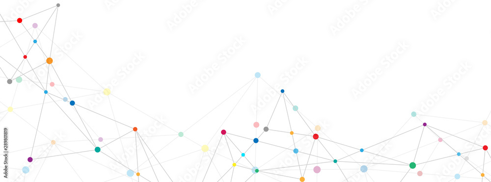 Abstract plexus background with connecting dots and lines. Global network connection, digital technology and communication concept. - obrazy, fototapety, plakaty 