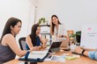 © bunditinay - Group of beautiful Asian women meeting in office to discussion or brainstorm business startup project.Concept of teamwork of empower woman.