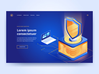 Cybersecurity software blue landing page template