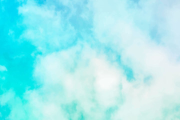  Vector abstract background of a vibrant teal blue sky with soft puffy clouds