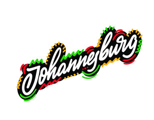 Sticker - Johannesburg city text with red love heart design for typographic icon design suitable for touristic promotion