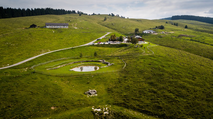 Canvas Print - Malga Mezzomiglio, foto da drone