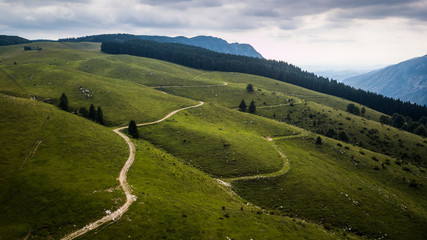 Canvas Print - Malga Mezzomiglio, foto da drone