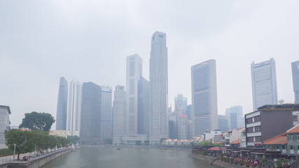 Wall Mural - Haze covers Singapore downtown area