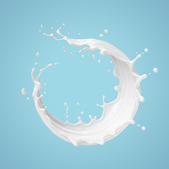 Canvas Print - milk or white liquid splash with clipping path, 3d illustration.