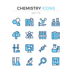 Wall Mural - Chemistry icons. Vector line icons set. Premium quality. Simple thin line design. Modern outline symbols collection, pictograms.