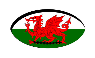 Sticker - Welsh Flag Rugby Ball