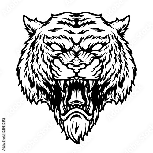 Angry dangerous tiger head concept