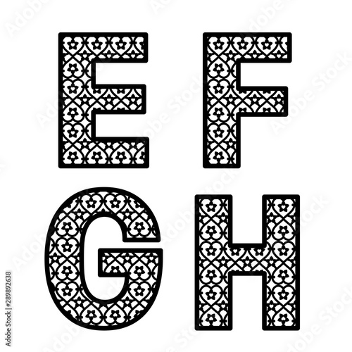 Letters E F G H For Laser Cutting Initial Monogram Letters Alphabet Characters Decor Font For Paper Or Die Cut Vector Lettering For Invitation Baby Shower Birthday Card Scrapbooking Wedding Buy