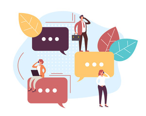 Wall Mural - online communication message concept. vector flat graphic design illustration