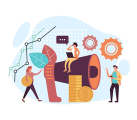 Wall Mural - digital advertising marketing concept. vector flat graphic design illustration