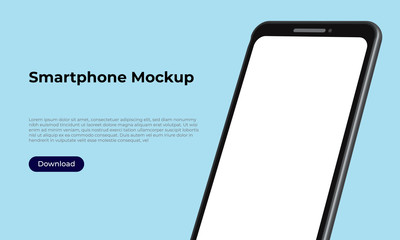 Wall Mural - big half of the smartphone mockup banner for application presentation