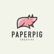 Pig Sign Sticker Flat Logo - Design Vector