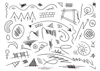 Wall Mural - Hand drawing mixed shapes. Various geometric drawings. vector doodles