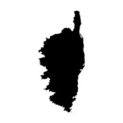 Vector illustration of black silhouette of Corsica map.