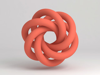 Wall Mural - Torus knot. Abstract red object on white