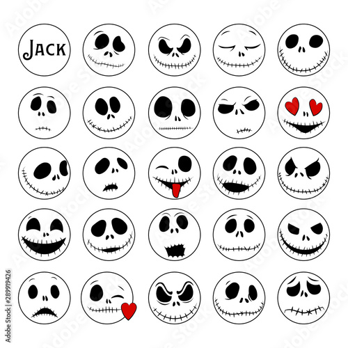 Fotomural Vector Collection of Halloween Faces