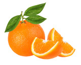 Fototapeta  - Ripe orange isolated on white background
