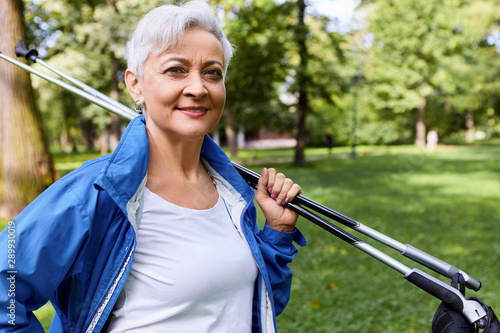 Picture Of Fashionable Confident European Lady With Gray Short